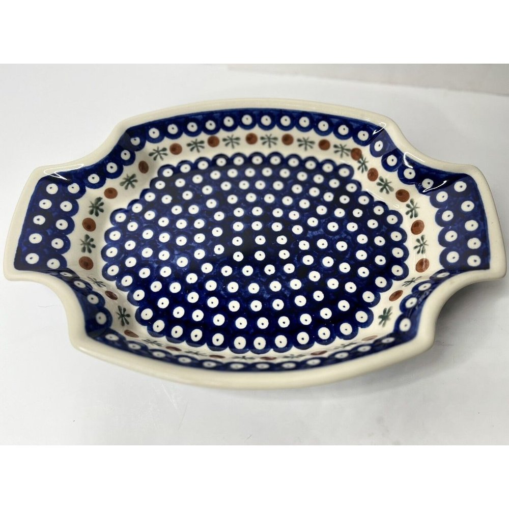 POLISH POTTERY 12.75 mosquito pattern Hand painted boleslawiec